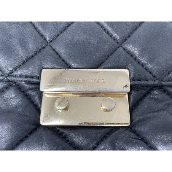 Michael Kors Black Quilted Leather Clutch Purse Wallet Top‎ Handle 9" X 6" RARE - Picture 7 of 14